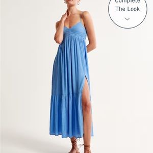 Abercrombie and Fitch Blue Crinkle Maxi Dress